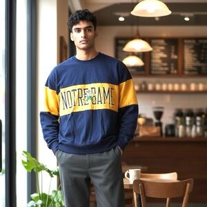 Vintage USA made 80s Blue Yellow 'Fightin Irish' Notre Dame longsleeve Tee